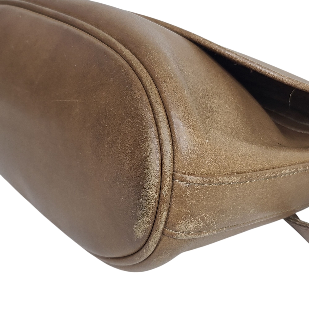 Coach Vintage Fletcher Saddle Flap Crossbody Taupe Leather Bag D6C-4150 - Picture 13 of 15